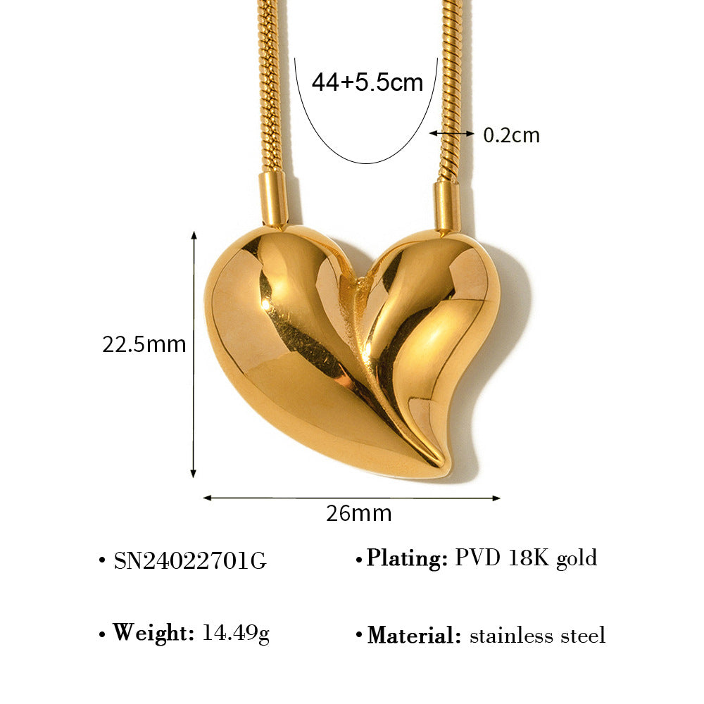 Wholesale Heart-shaped Titanium Steel Necklace Sweater Chain ACC-NE-Mingl004