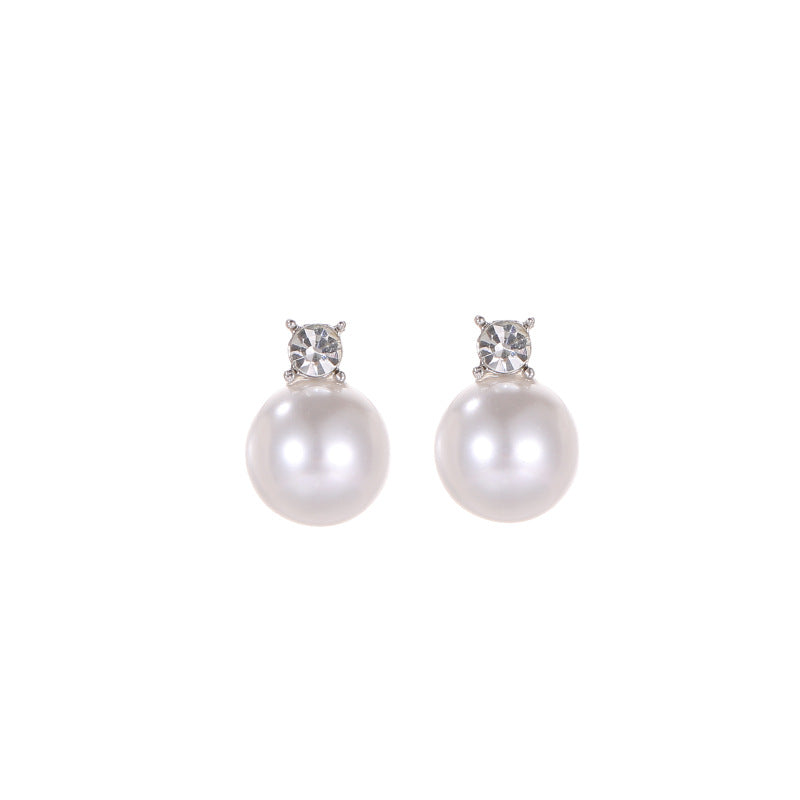 Wholesale Zircon Pearl Earrings 925 Silver Needle Simple Retro Earrings