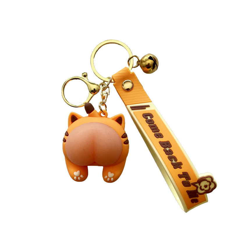 Wholesale Cartoon Q Elastic Butt Decompression PVC Soft Glue Keychain Creative Keychain ACC-KC-XJY001