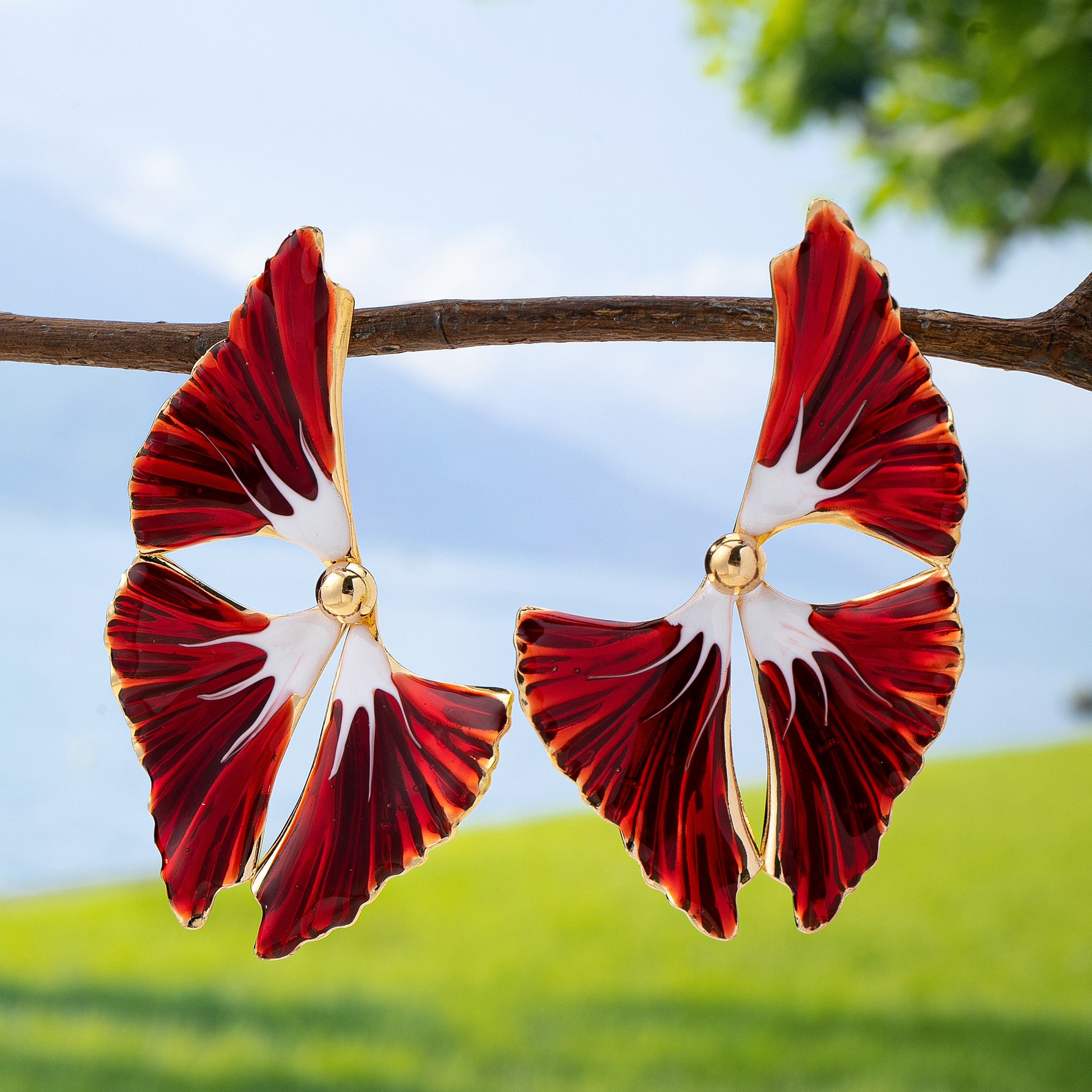 Wholesale Gradient Drip Petal Flower Earrings For Women Chic Beach Vacation Jewelry Accessory Party Gift Boutique Resale