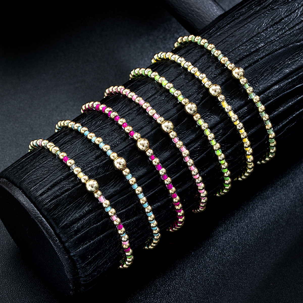 Wholesale Rice beads colorful beaded elastic bracelet for women