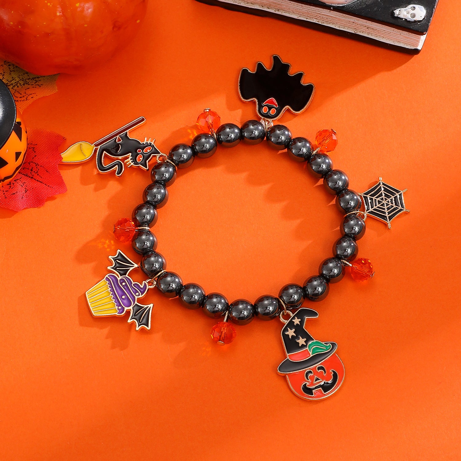 Wholesale Funny  Pumpkin Skull Soft Clay Bracelet - Women' s Trendy Jewelry Accessory for Resale