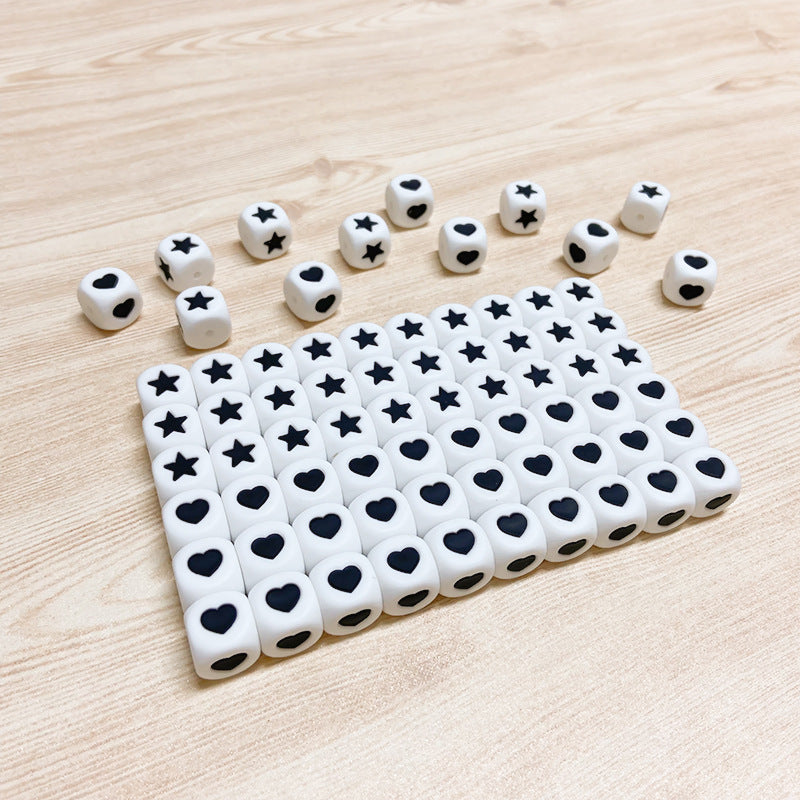 Wholesale 50PCS 12MM Five Pointed Star Love Dice Silicone Beads ACC-BDS-WDX002