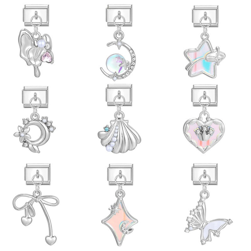 Wholesale Italian Charm Bracelet 9mm DIY Splicing Removable Stainless Steel Romantic Pendant Composable Bracelet