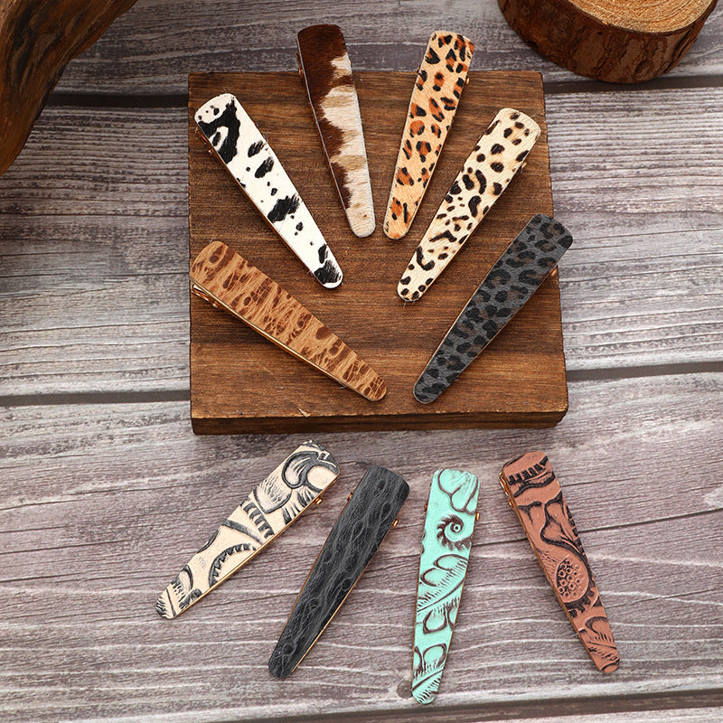 Wholesale Retro Leopard Cow Print Hair Clip,  Minimalist Design Side Clip for Everyday Styling