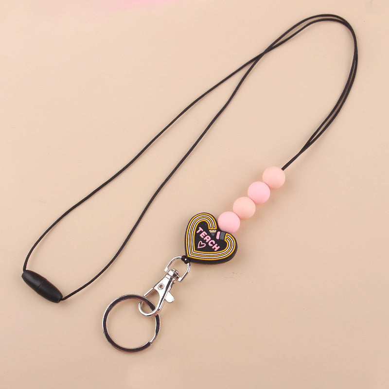 Wholesale Cartoon Silicone Beaded Apple Necklace Keychain Creative Keychain ACC-KC-GuangTian044