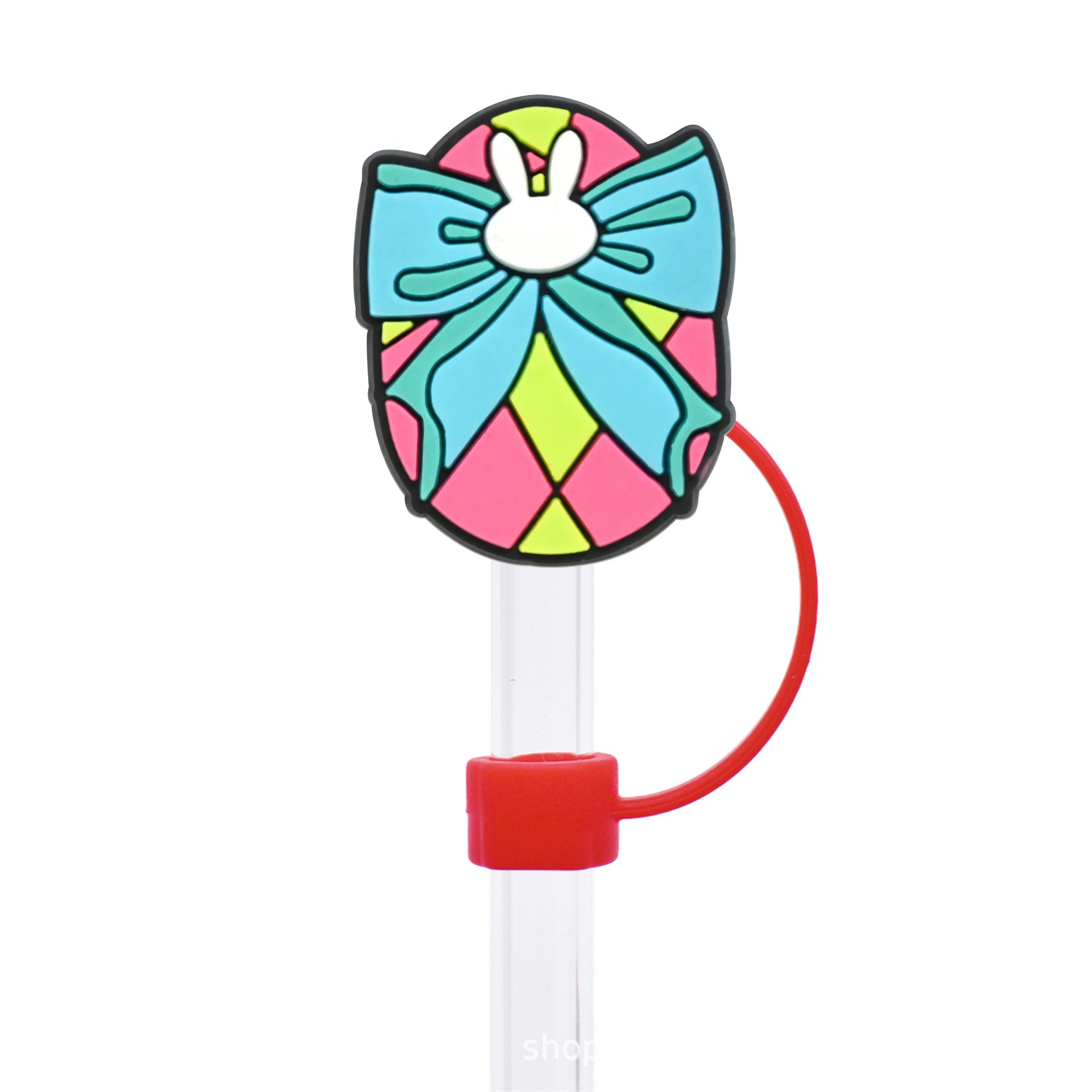 Wholesale Random 50pcs Easter Cute Bunny 10mm PVC Soft Straw Tube Cap