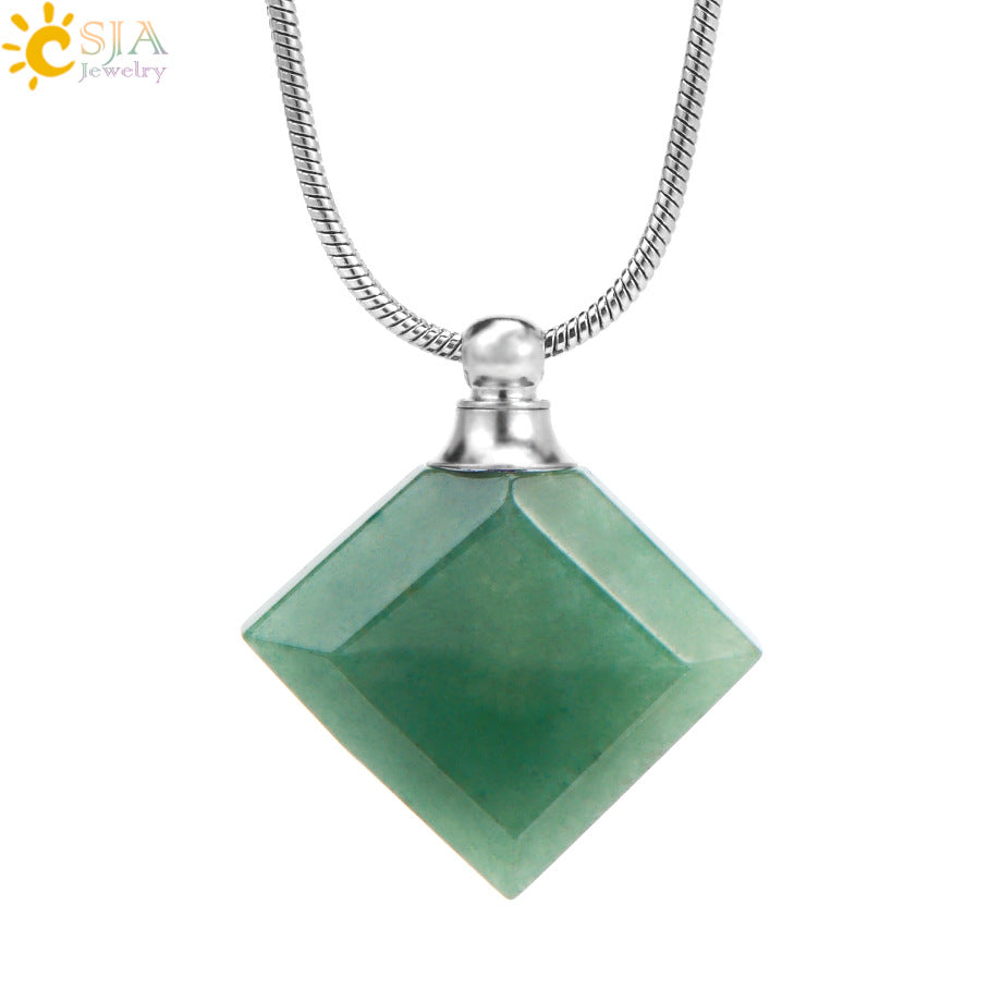 Wholesale Natural Stone Crystal Perfume Diffuser Small Pendant Necklace ACC-NE-HuaiShe004