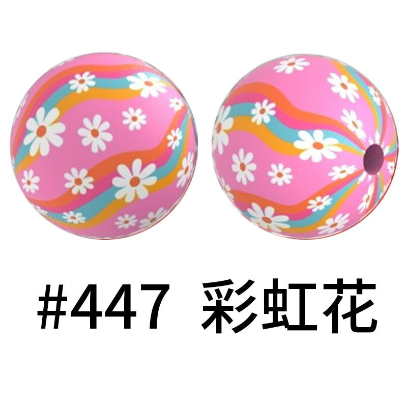 Wholesale 50pcs 15mm Western Style Leopard Skull Color Aztec Printed Silicone Balls Beads ACC-BDS-HeSheng001