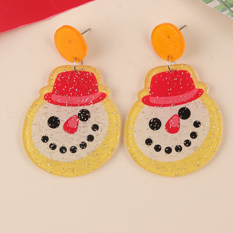 Wholesale Christmas Cartoon Acrylic Christmas Tree Deer Snowflake  Earrings