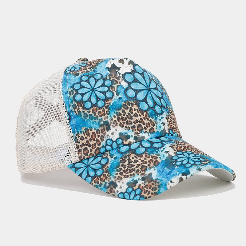Wholesale Western Style Sunflower Cow Pattern Aztec Ponytail Hat Mesh Cap Baseball Cap ACC-HT-LvYi001