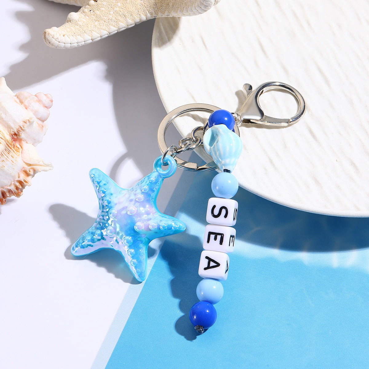 Wholesale Acrylic Beaded Dolphin Keychain With Colorful Alphabet Charms Chic Car Key Accessory Gift