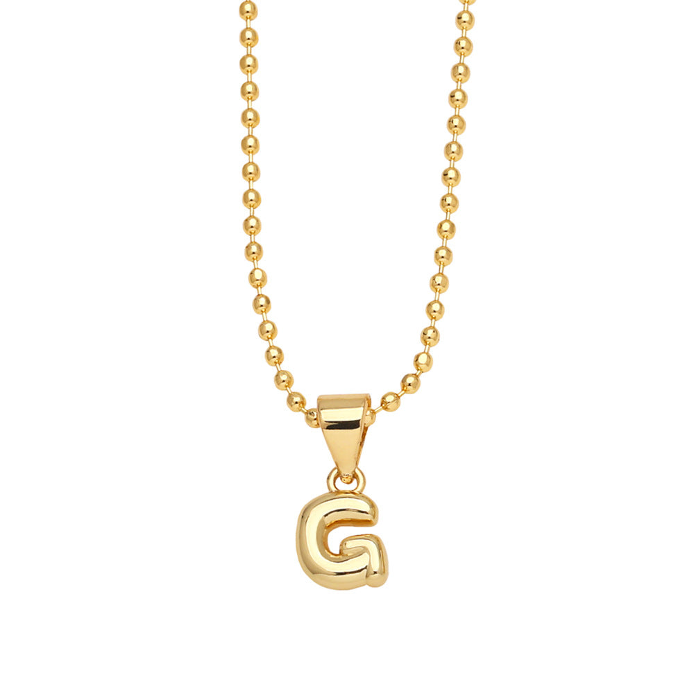 Wholesale 26 letters copper plated gold shiny necklace