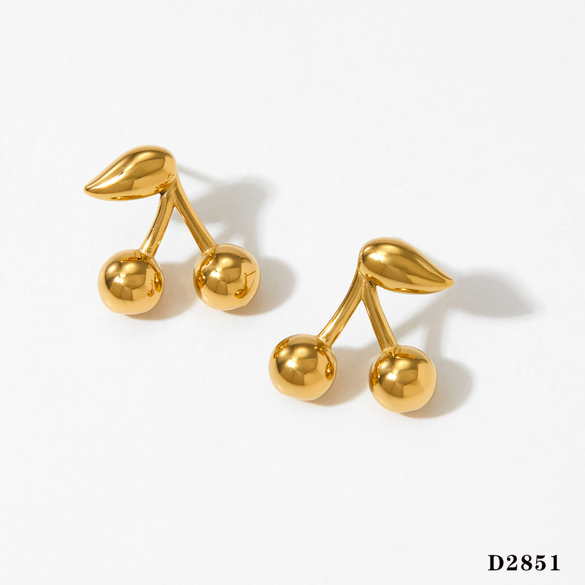 Wholesale  Stainless steel glossy cherry-shaped earrings