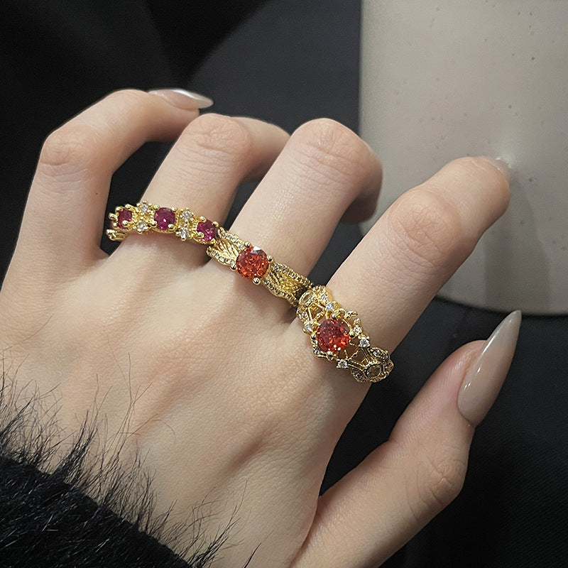 Wholesale Antique Style Blati Gold Irregular Hollow Open Ring ACC-RS-JiuHao005
