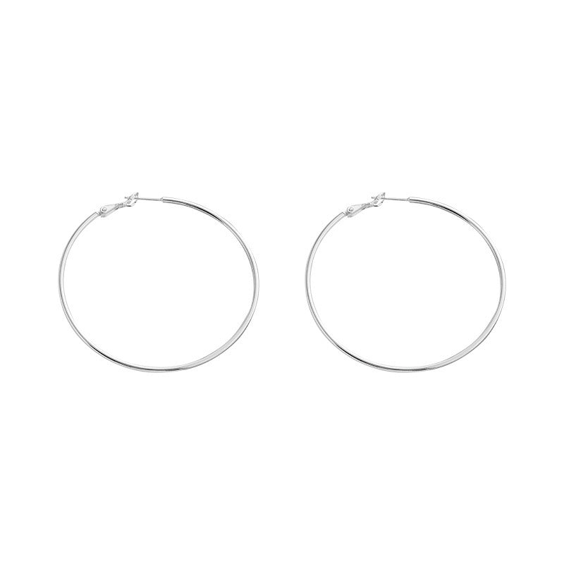 Wholesale Big  S silver needle hoop earrings