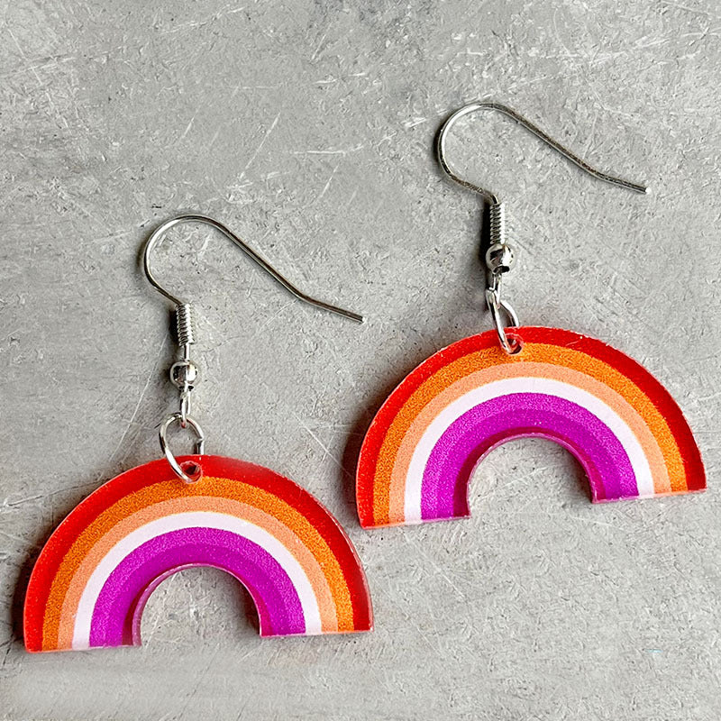 Wholesale 2 Pairs/pack LGBT Rainbow Geometric Shape Acrylic Earrings