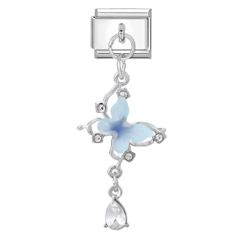 Wholesale Italian Charm Bracelet 9mm DIY Splicing Heart Pendant Stainless Steel Composable Bracelet