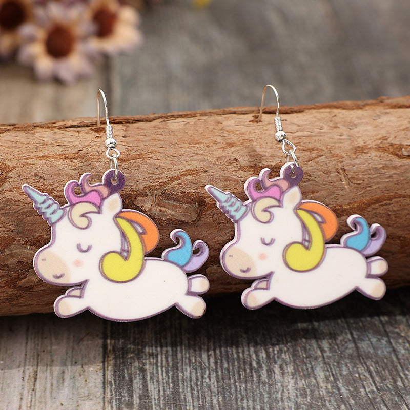 Wholesale Cute Unicorn Acrylic Earrings