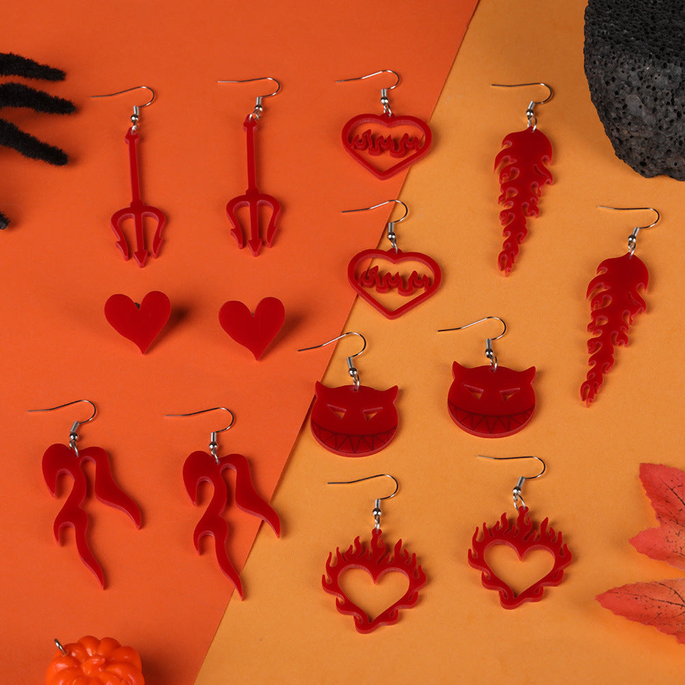 Wholesale Stylish Eco-Friendly Acrylic Earrings - Red Heart Flame Design for  Party Jewelry Accessory