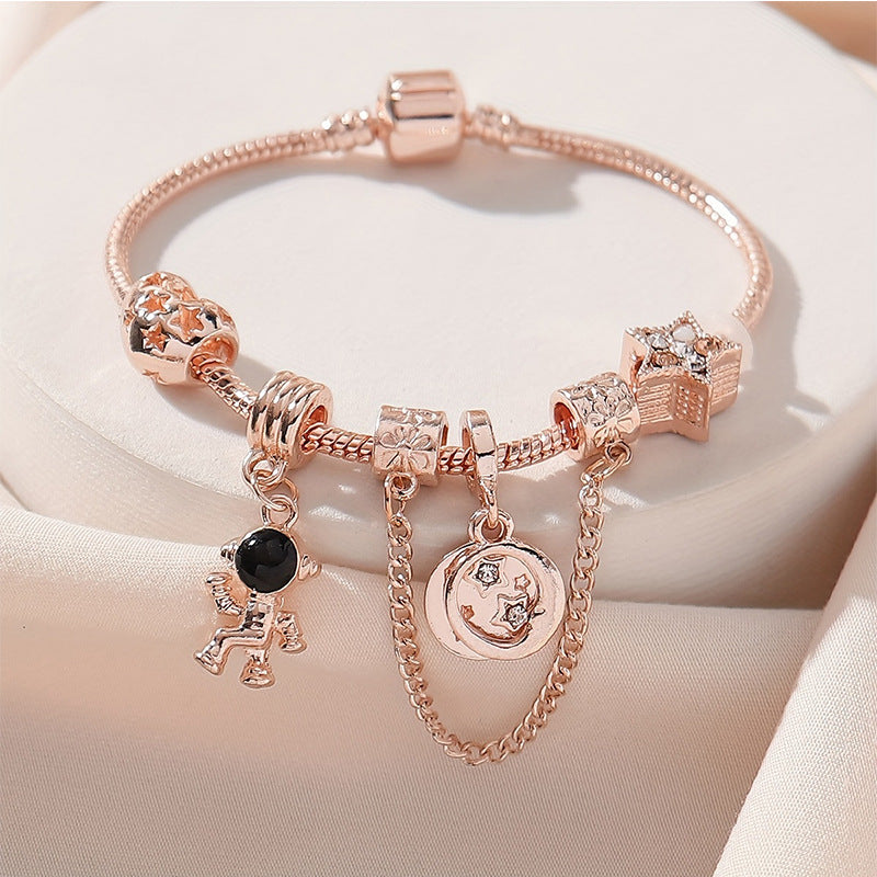 Wholesale Heart Shaped Rhinestone Stainless Steel Copper Alloy Beaded Bracelet ACC-BT-JingSY001