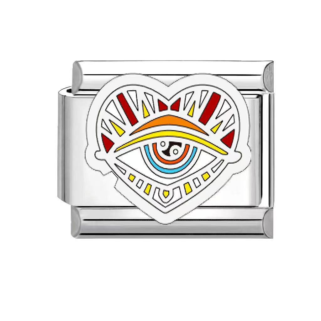 Wholesale Italian Charm Bracelet 9mm DIY Eastern style evil eye  Creative Stainless Steel Composable Bracelet