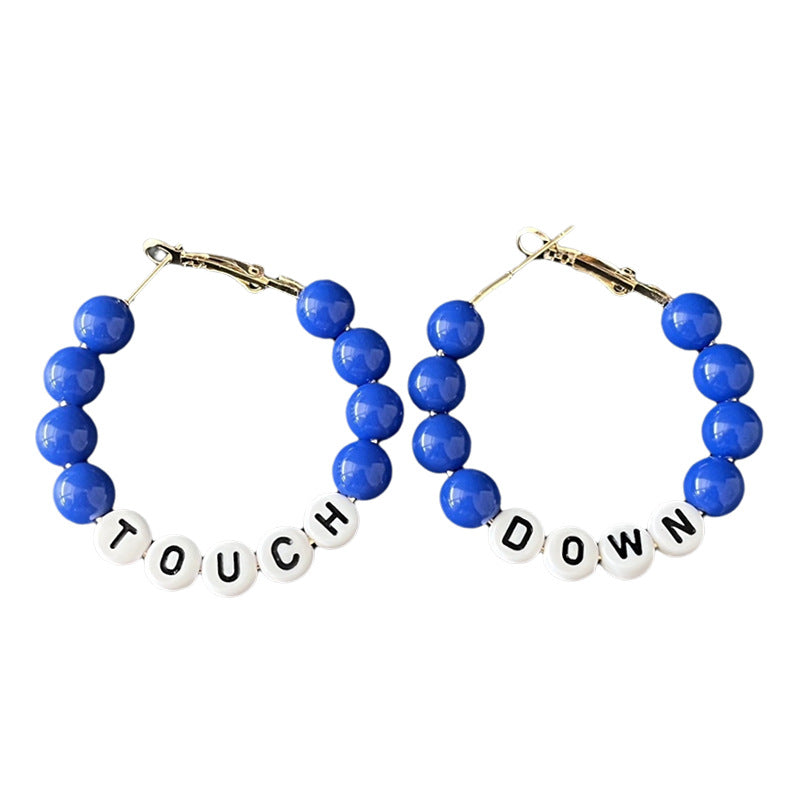 Wholesale 2 pairs/pack  Rugby Season Cheerleading Family Multicolor Bead Earrings