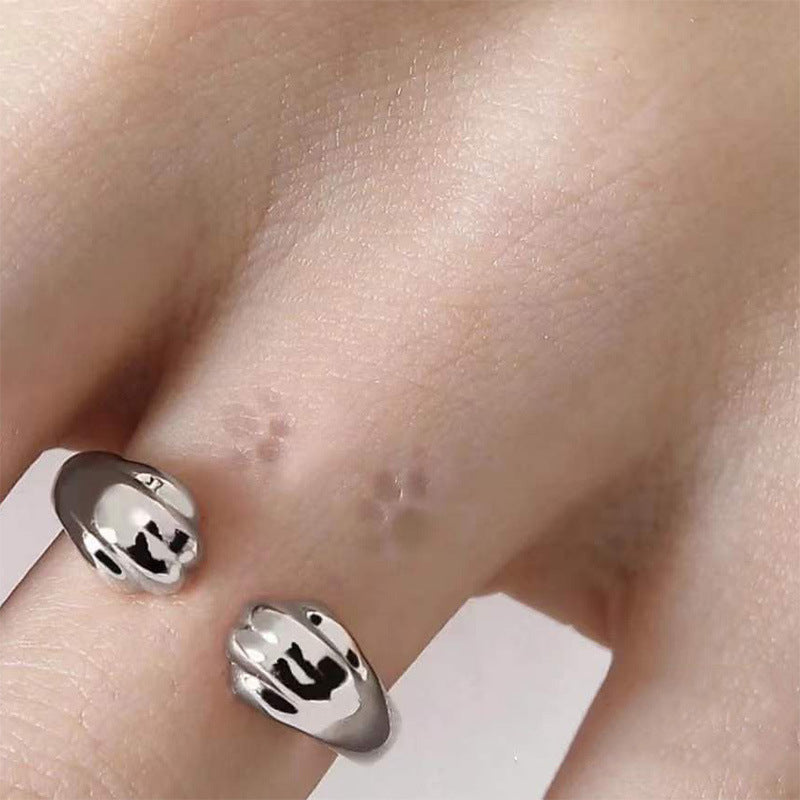Wholesale  Stray Cats Surrounding Cat Claw Milk Traces Opening Adjustable Ring