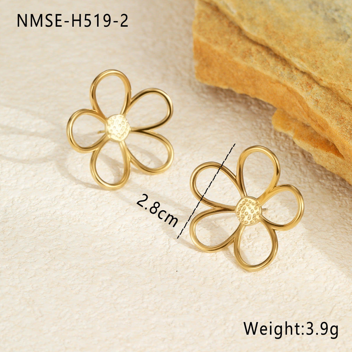 Wholesale  Gold and Silver Color Matching Hollow Flower Stainless Steel  Ring  Earrings