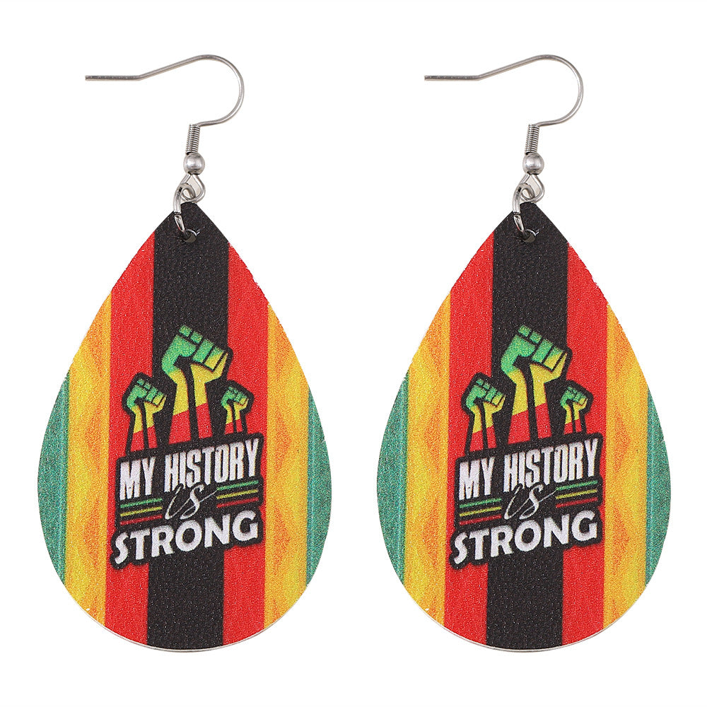 Wholesale Juneteenth Double Sided PU Leather Earrings