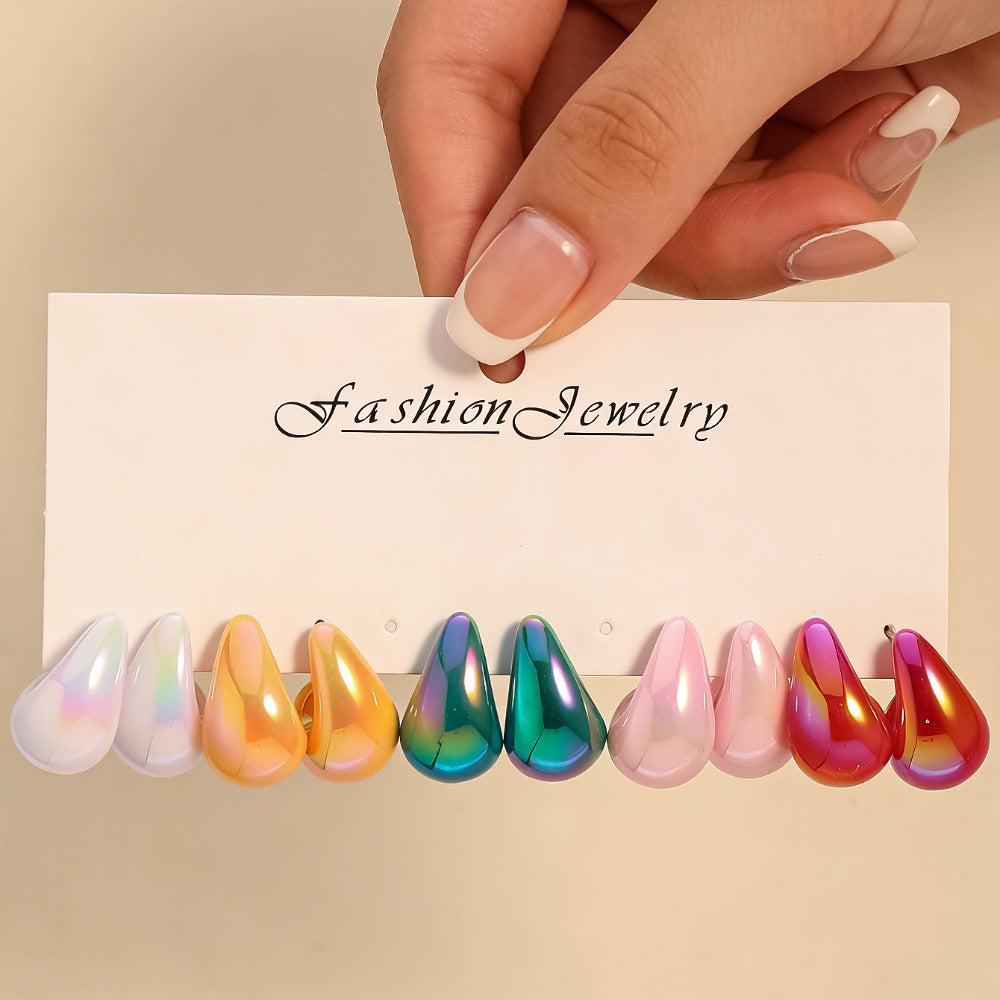 Wholesale Water Drop Resin Drop Earring Set - Chic Fashion Accessory for Gift Boutique Resale