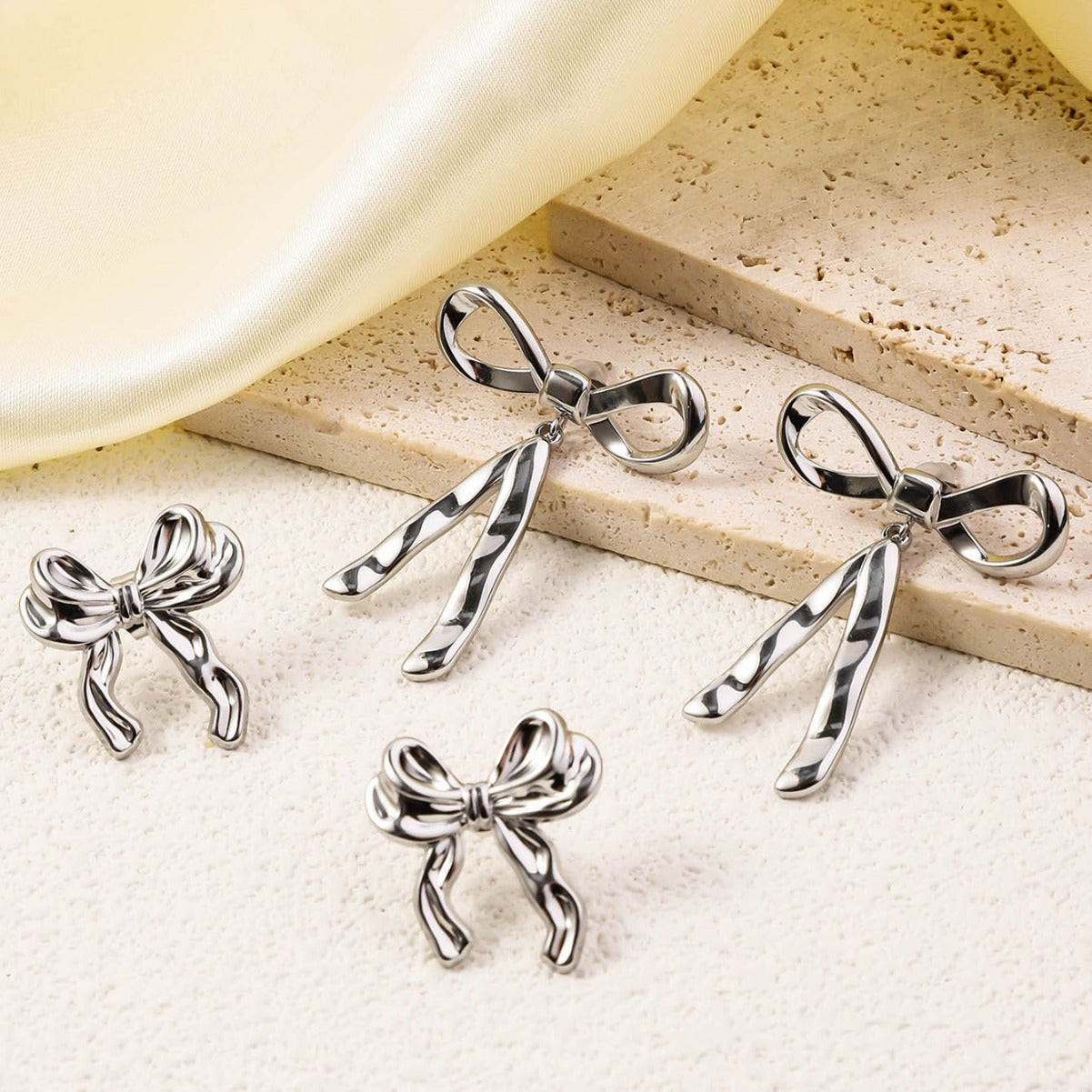 Wholesale Love Mirror Tassel Stainless Steel Earrings