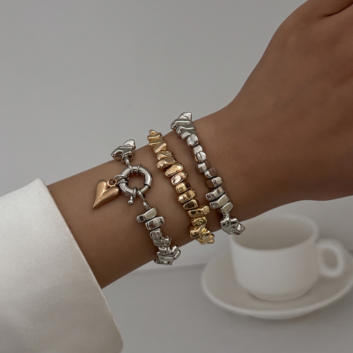 Wholesale Heart irregular CCB beaded clavicle necklace