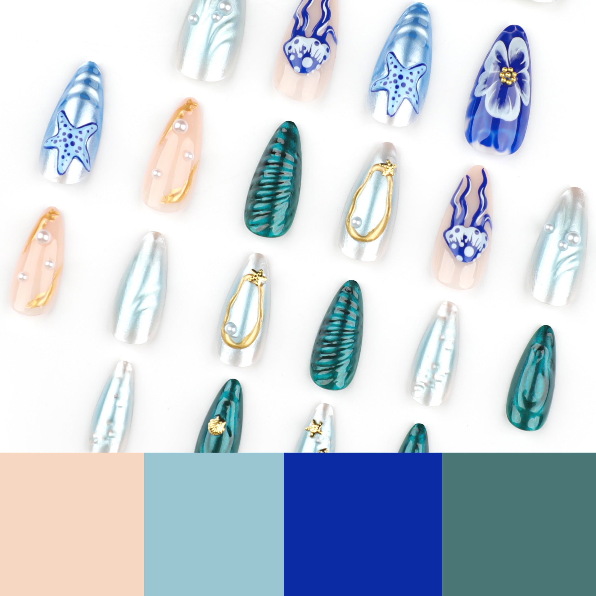 Wholesale 24 Pieces/box Ocean Pearl Nails Kits Nail Stickers
