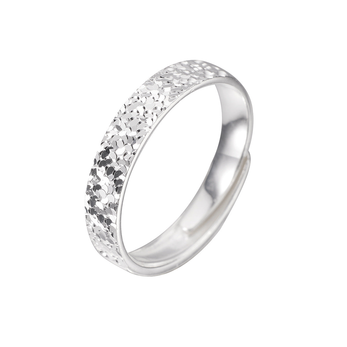 Wholesale Crushed Ice Hammered Silver Ring Adjustable Unisex Couple Jewelry Fashion Accessory Gift For Boutique Resale