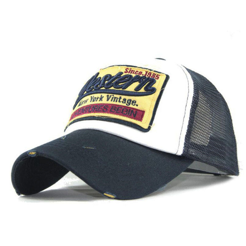 Wholesale Men S Western 3D Embroidered Cotton Mesh Baseball Cap Trendy Outdoor Style