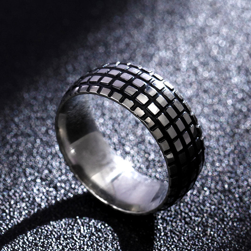 Wholesale 8mm Men's Titanium Steel Retro Fish Pattern Blackened Rings ACC-RS-GouYa005