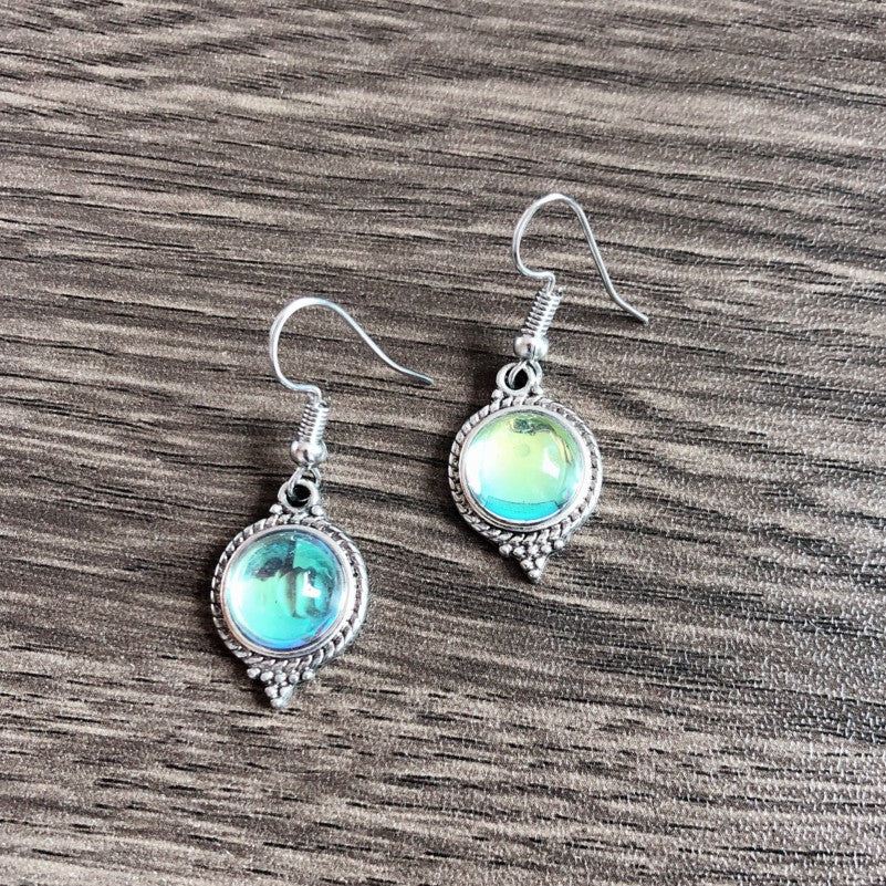 Wholesale  AliExpress new earrings retro independent station Moonstone geometric drop earrings spot