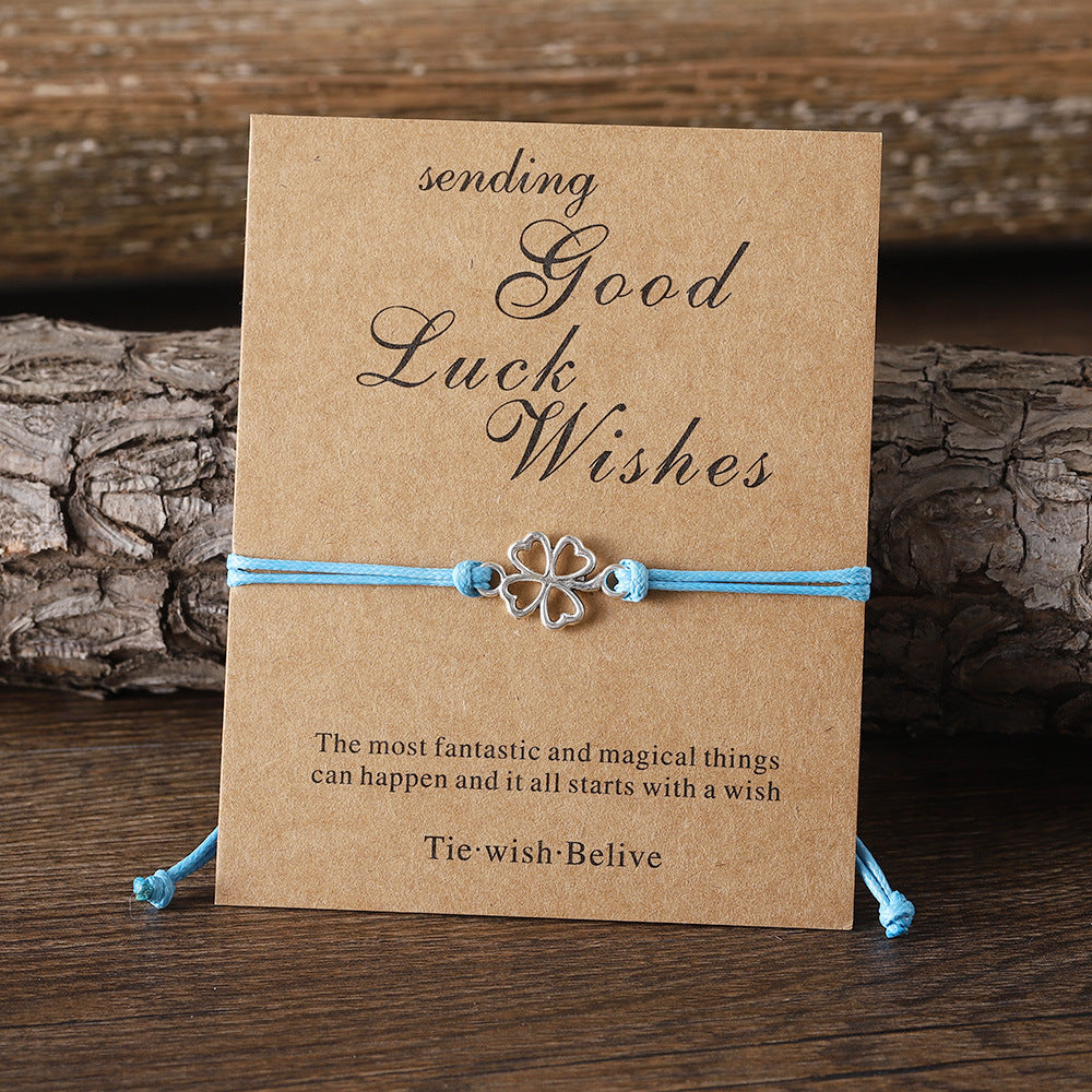 Wholesale  Four-leaf Clover Lucky Bracelet Blessing Card Bracelet