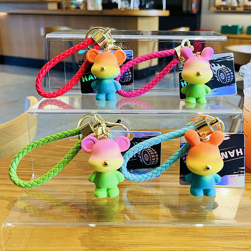 Wholesale Cartoon Gradient Color Bear PVC Soft Glue Keychain Creative Keychain ACCVIP-KC-HangLi008