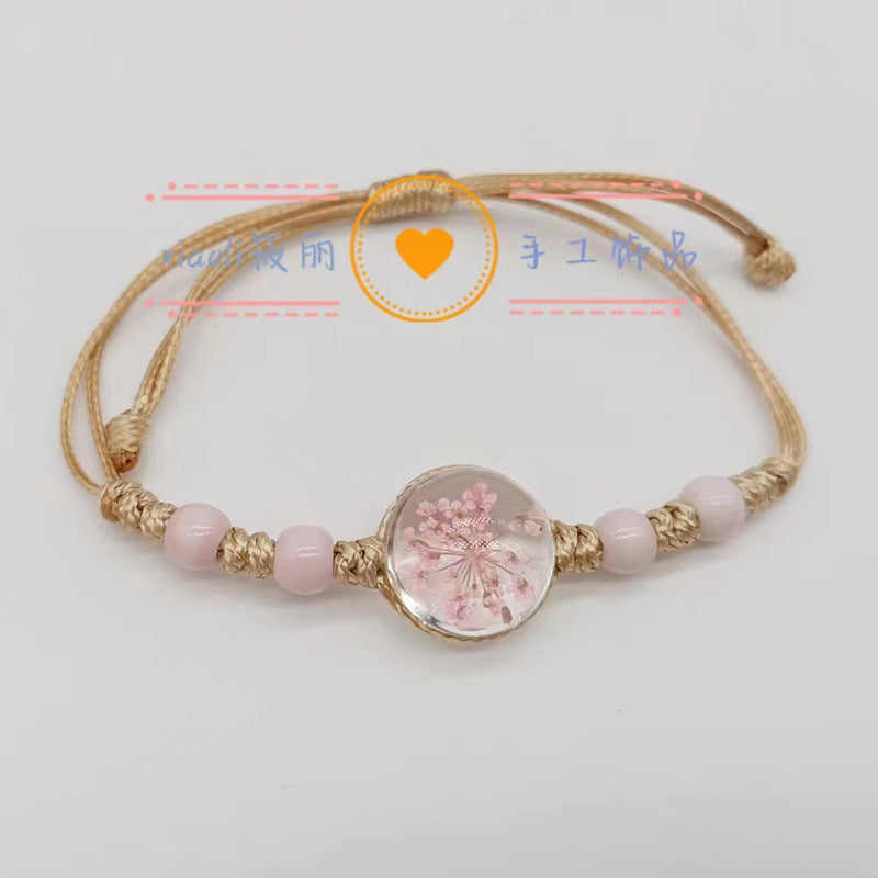 Wholesale Handwoven Colorful Ceramic Beads Natural Real Flower Bracelet ACC-BT-Youl011