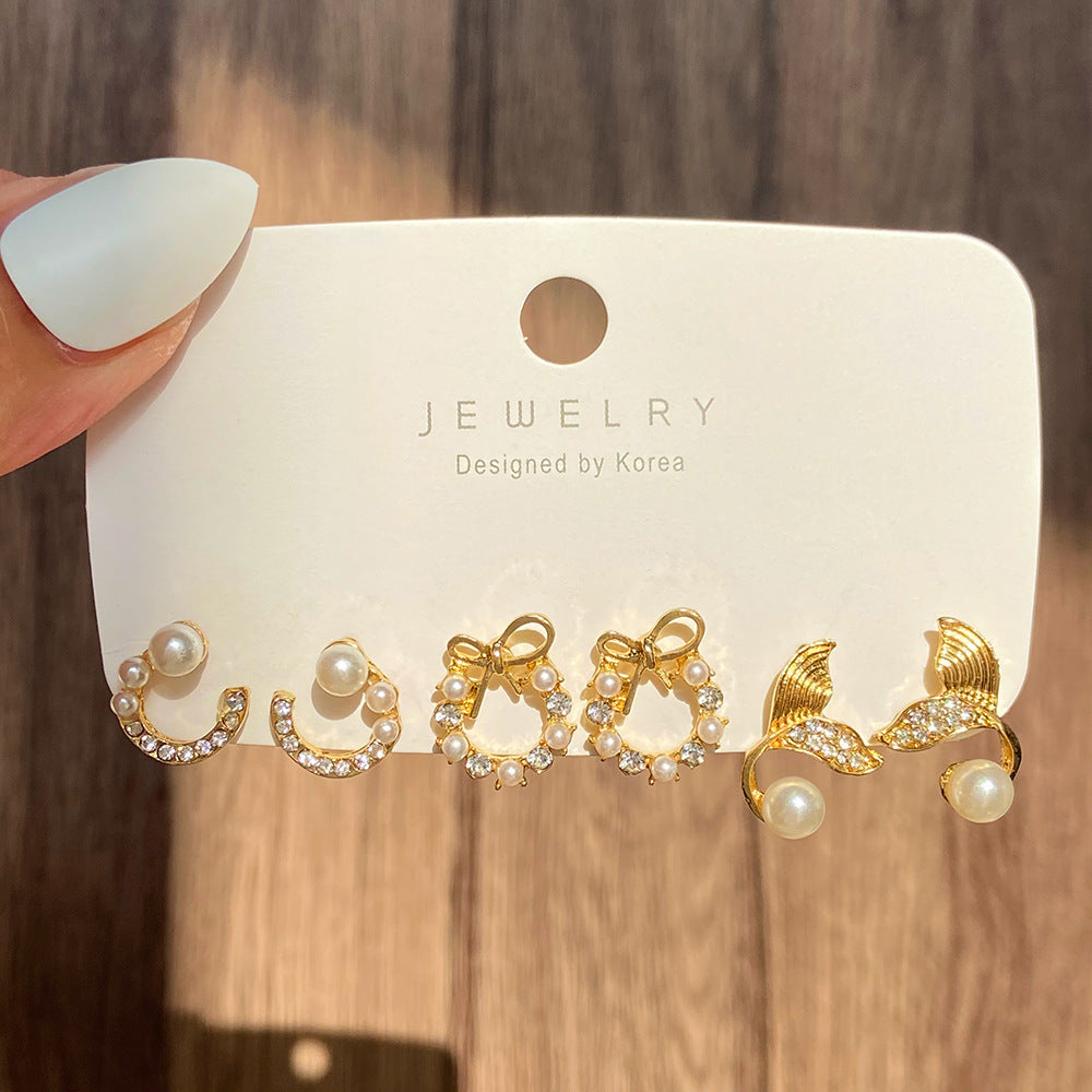 Wholesale Bow Diamond Geometric Earrings Set ACC-ES-MY032