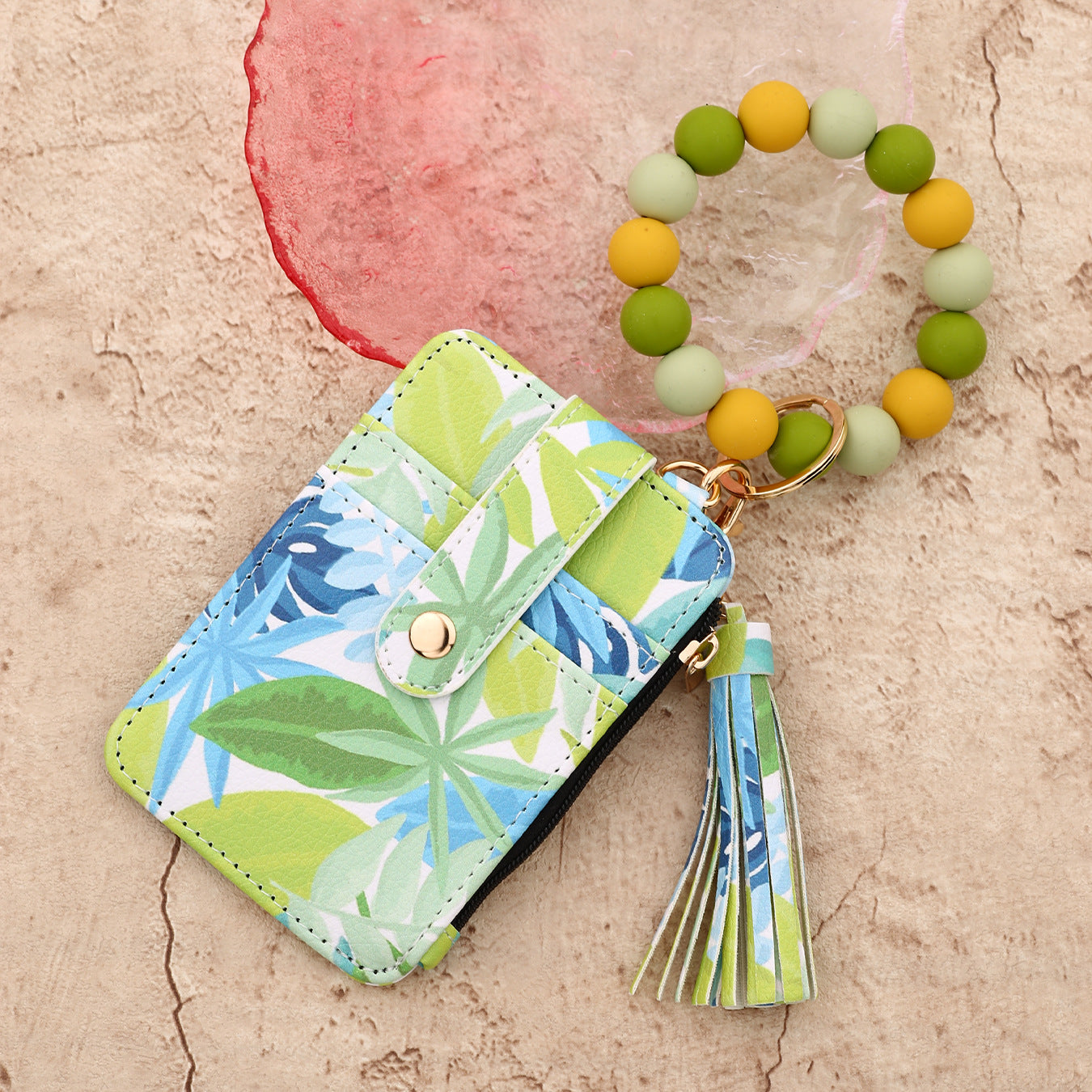 Wholesale PU leather printed card holder and keychain