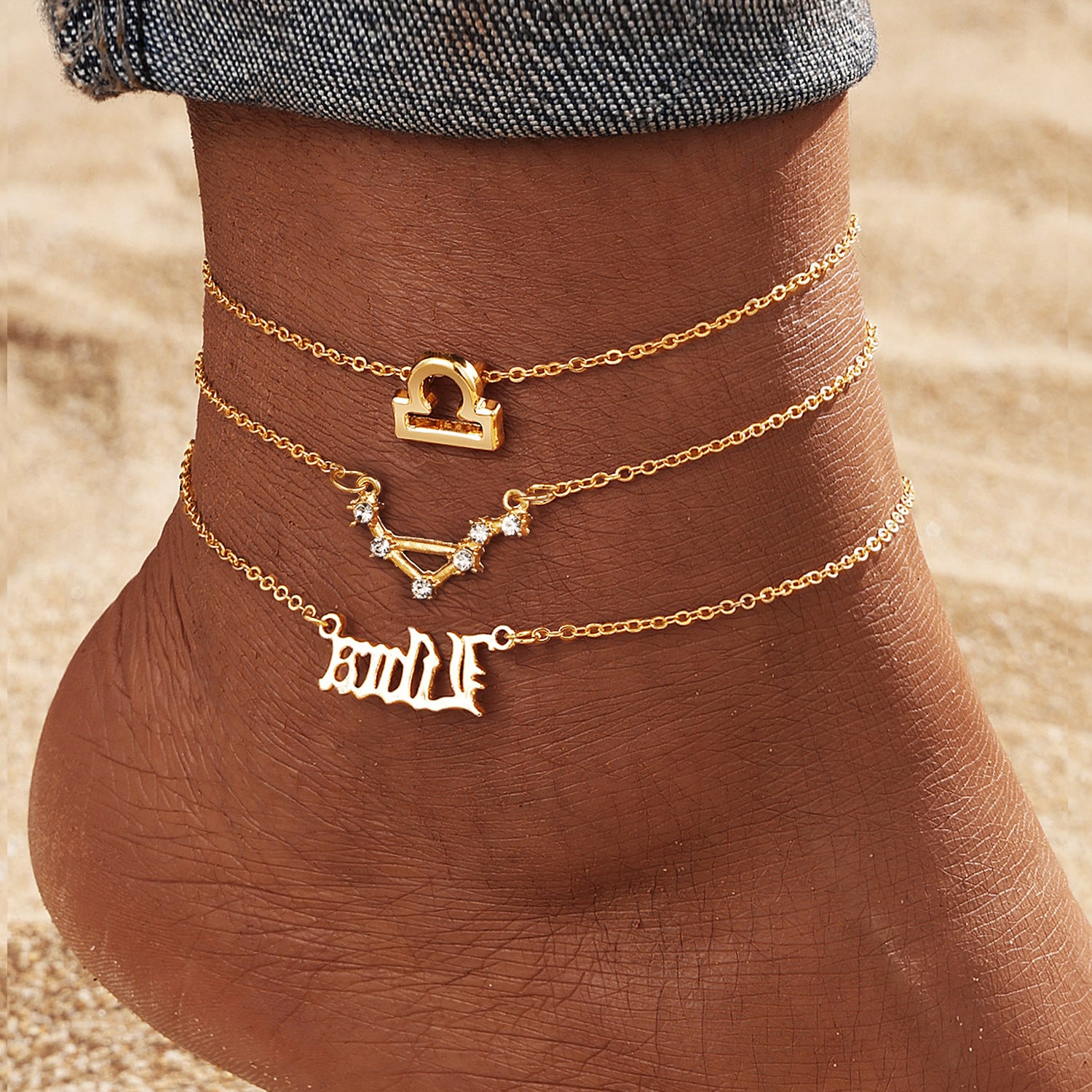 Wholesale 12-constellation alloy anklet r 12-star gold diamond-encrusted anklet