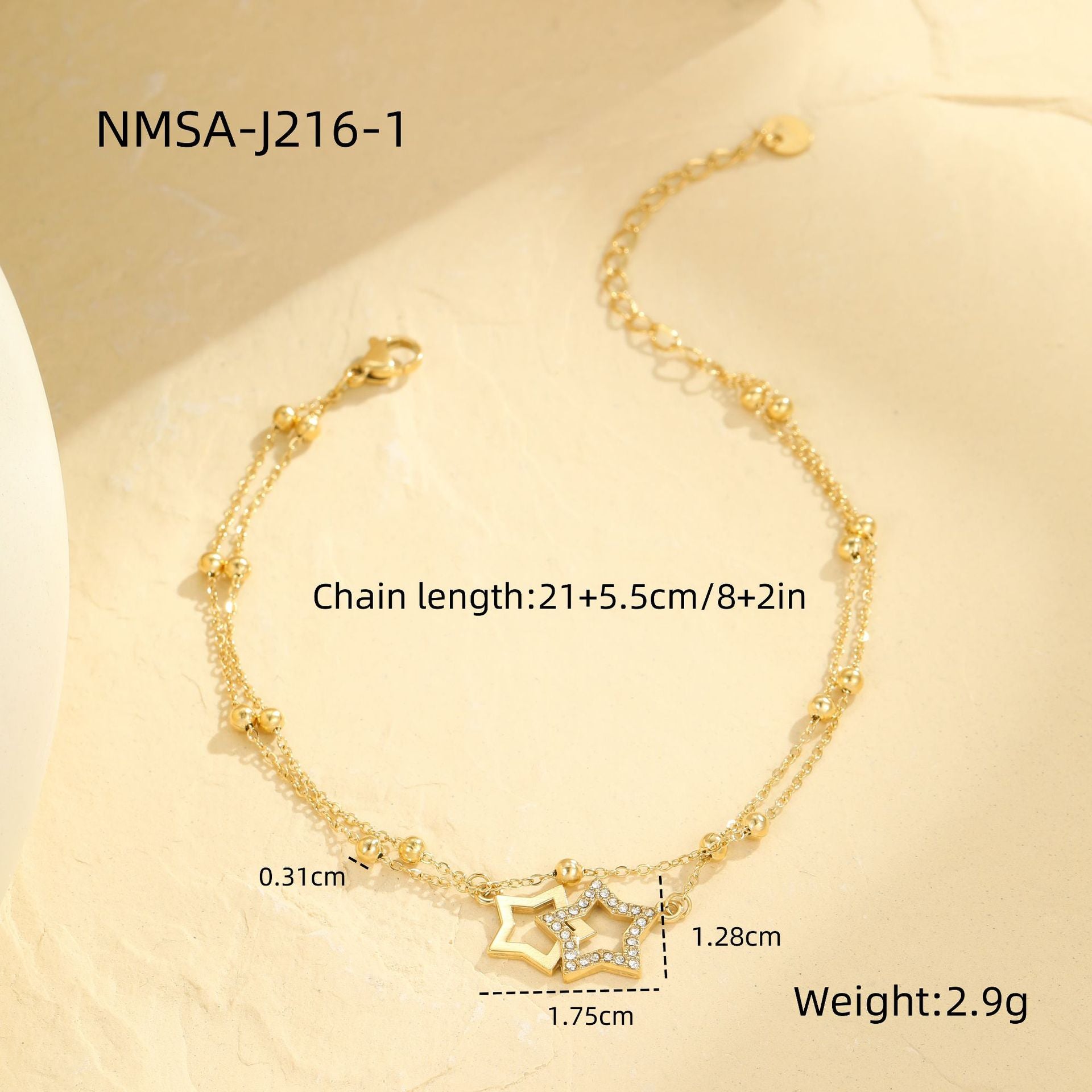 Wholesale  multi-layer 18k stainless steel anklet
