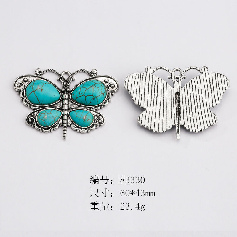 Wholesale Ethnic Retro Style Turquoise Alloy Diy Bracelet Necklace Pendant Accessories ACC-PT-Yongc003