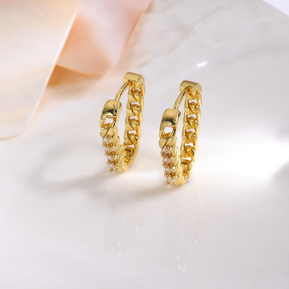Wholesale  18K Gold Stylish Simple and Fashionable U-Shaped Twist Thread Earrings