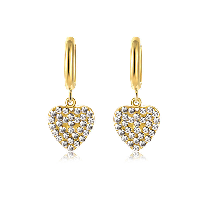 Wholesale  Full Diamond Love Titanium Steel Earrings