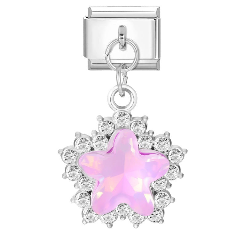 Wholesale  Italian Charm Bracelet 9mm DIY  Star Pendant Creative Stainless Steel Composable Bracelet