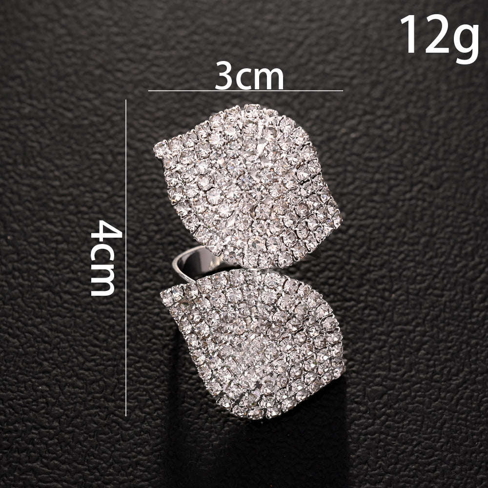Wholesale Petal Ring Light Luxury Rhinestone Open Ring
